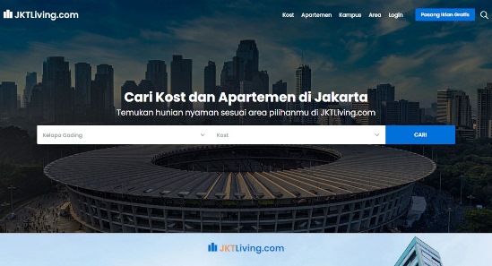 Mencari Kost Melalui JKTLiving
